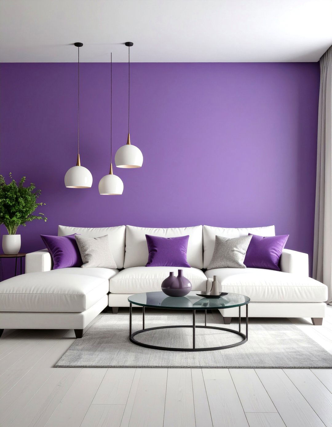 Purple Ombre Accent Wall Living Room - 25 Purple Living Room Ideas