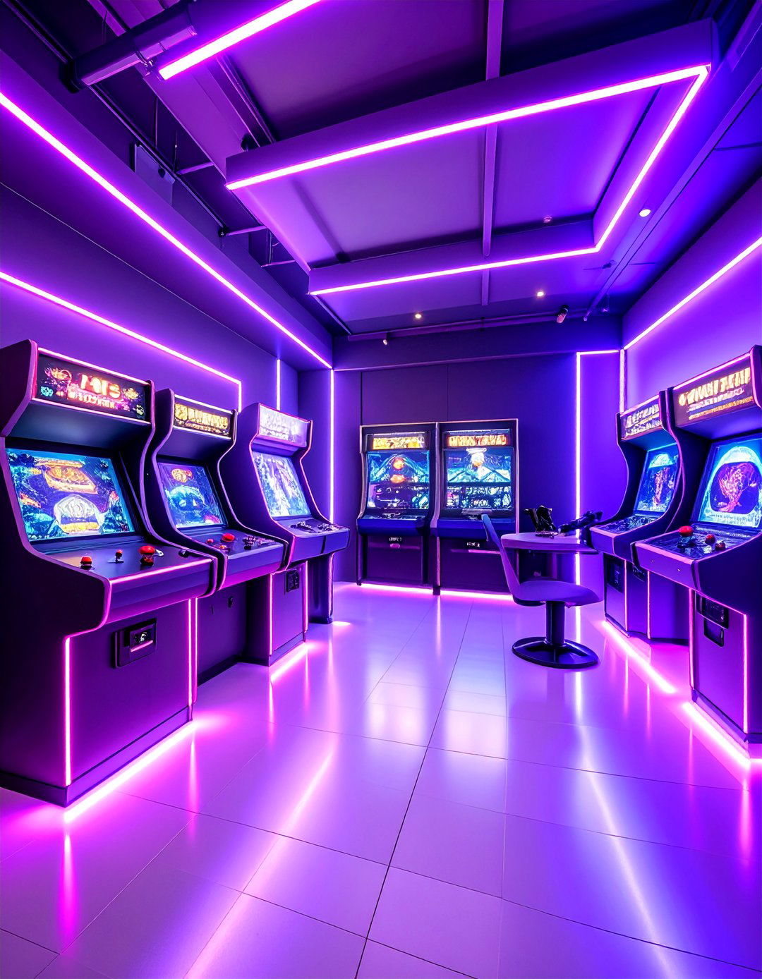Purple Retro Arcade Gaming Setup - 25 Purple Gaming Setup Ideas