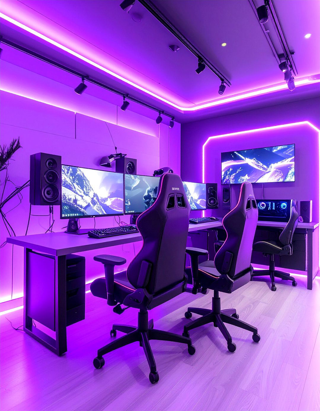 Purple Streamer Gaming Setup with Professional Lighting - 25 Purple Gaming Setup Ideas