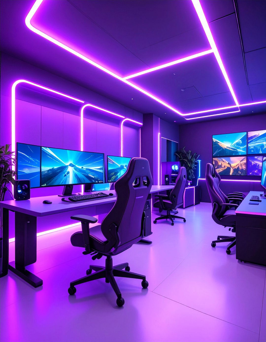 Purple Wireless Gaming Setup with Clean Aesthetics - 25 Purple Gaming Setup Ideas