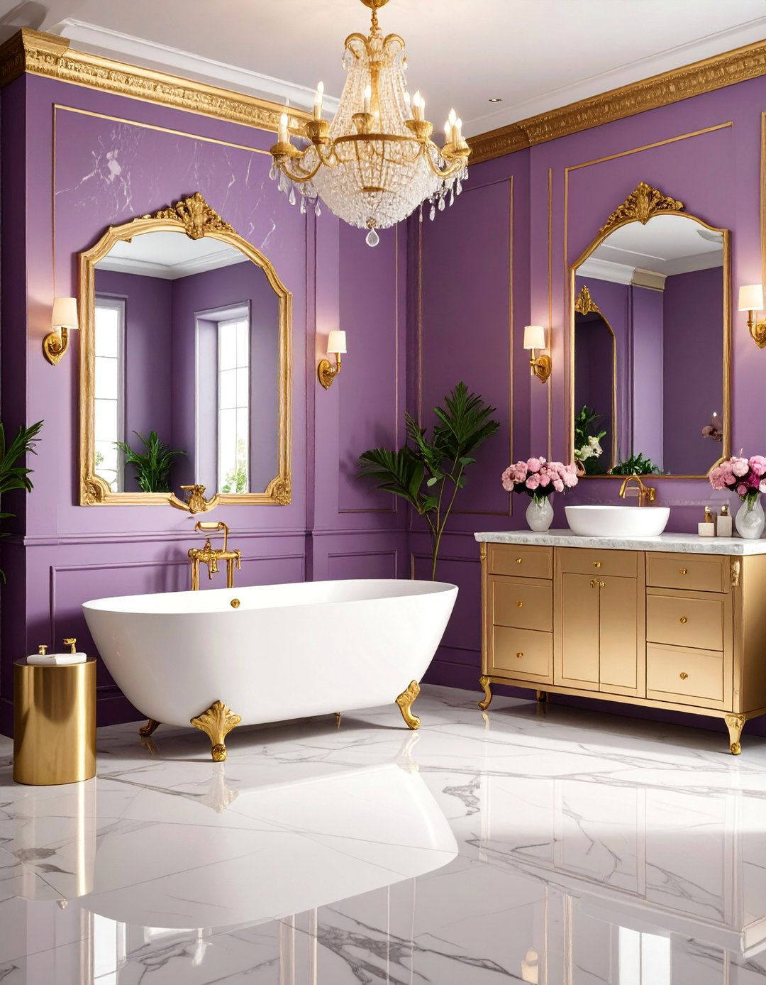 Purple and Gold Glamour Suite - 25 Purple Bathroom Ideas