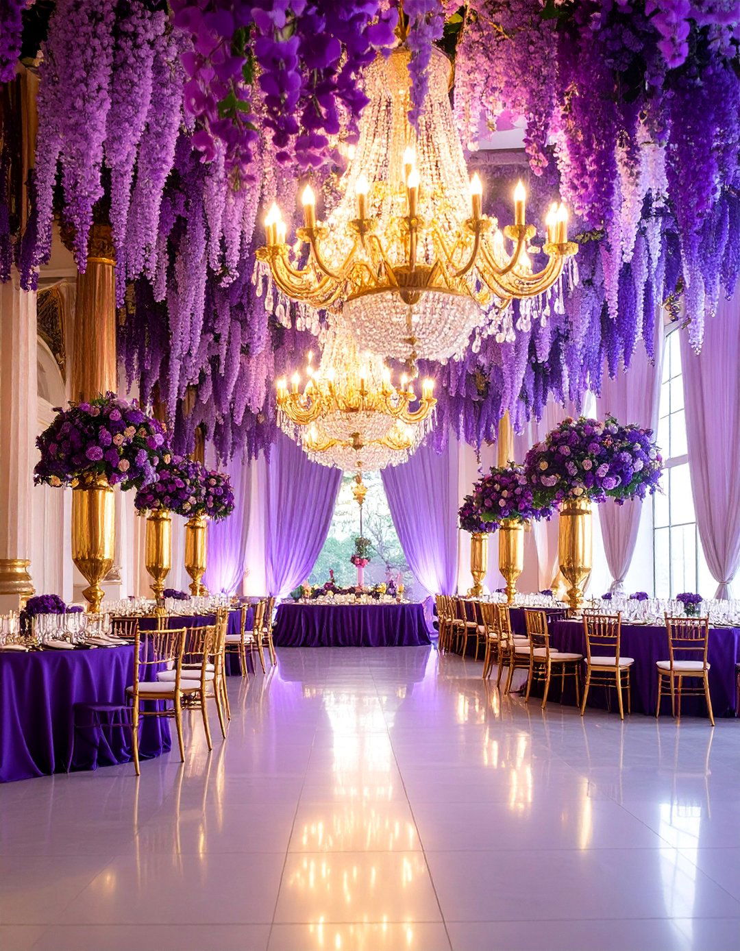 Purple and Gold Glamour Wedding Theme - 25 Purple Wedding Theme Ideas