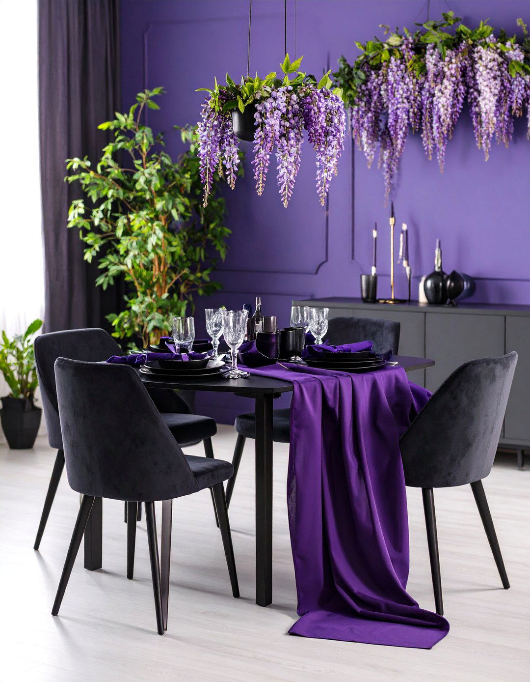 Purple and Gray Contemporary Balance - 25 Purple Dining Room Ideas
