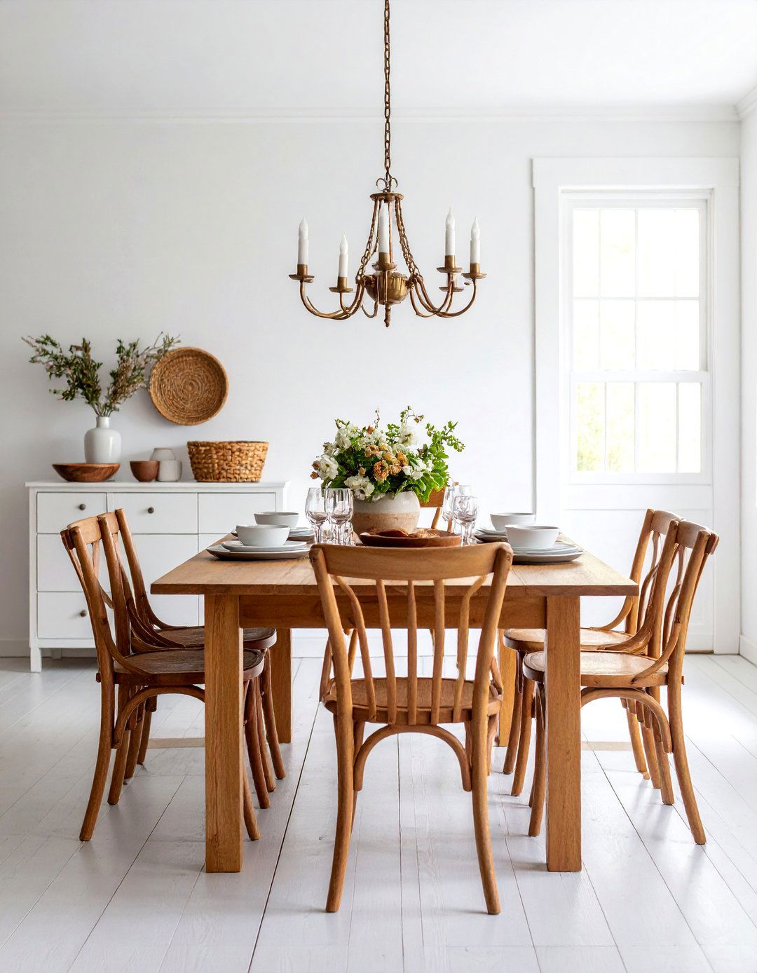 Quaker Colonial Dining Room with Natural Materials - 25 Colonial Dining Room Ideas