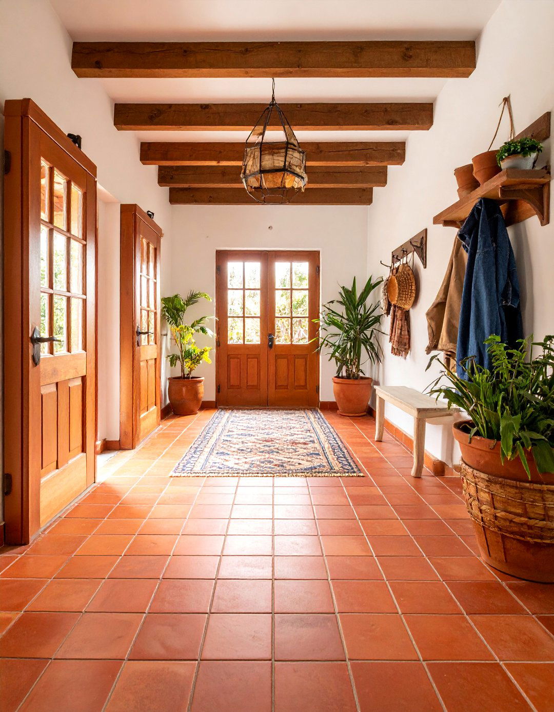 Quarry Tile Rustic Style Mudroom Floors - 25 Mudroom Tile Floor Ideas