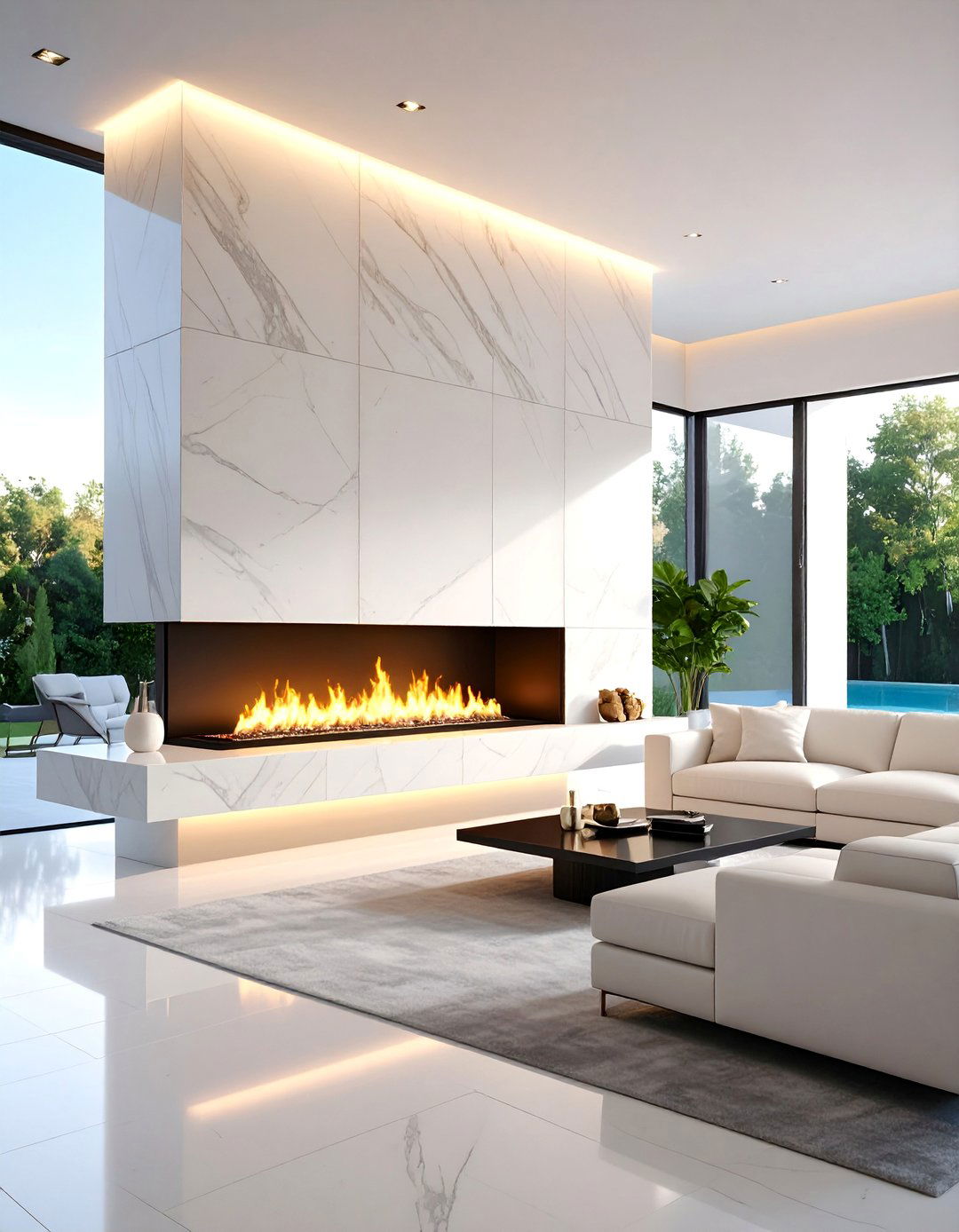 Quartz Composite Ultra Modern Fireplace - 25 Stone Fireplace Ideas