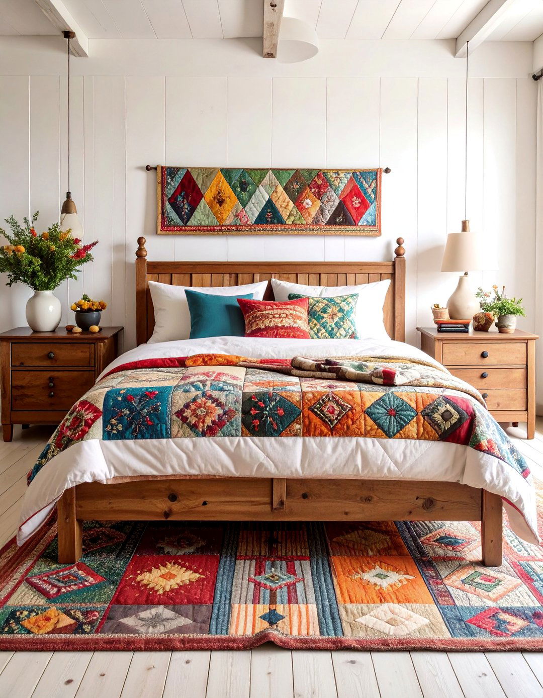 Quilted Farmhouse Bedroom with Handmade Textiles - 25 Farmhouse Bedroom Ideas