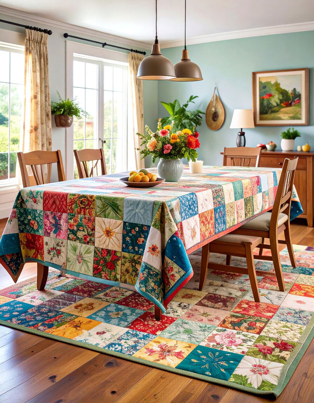 Quilted Patchwork Table Runner with Vintage Charm - 25 Table Runner Ideas