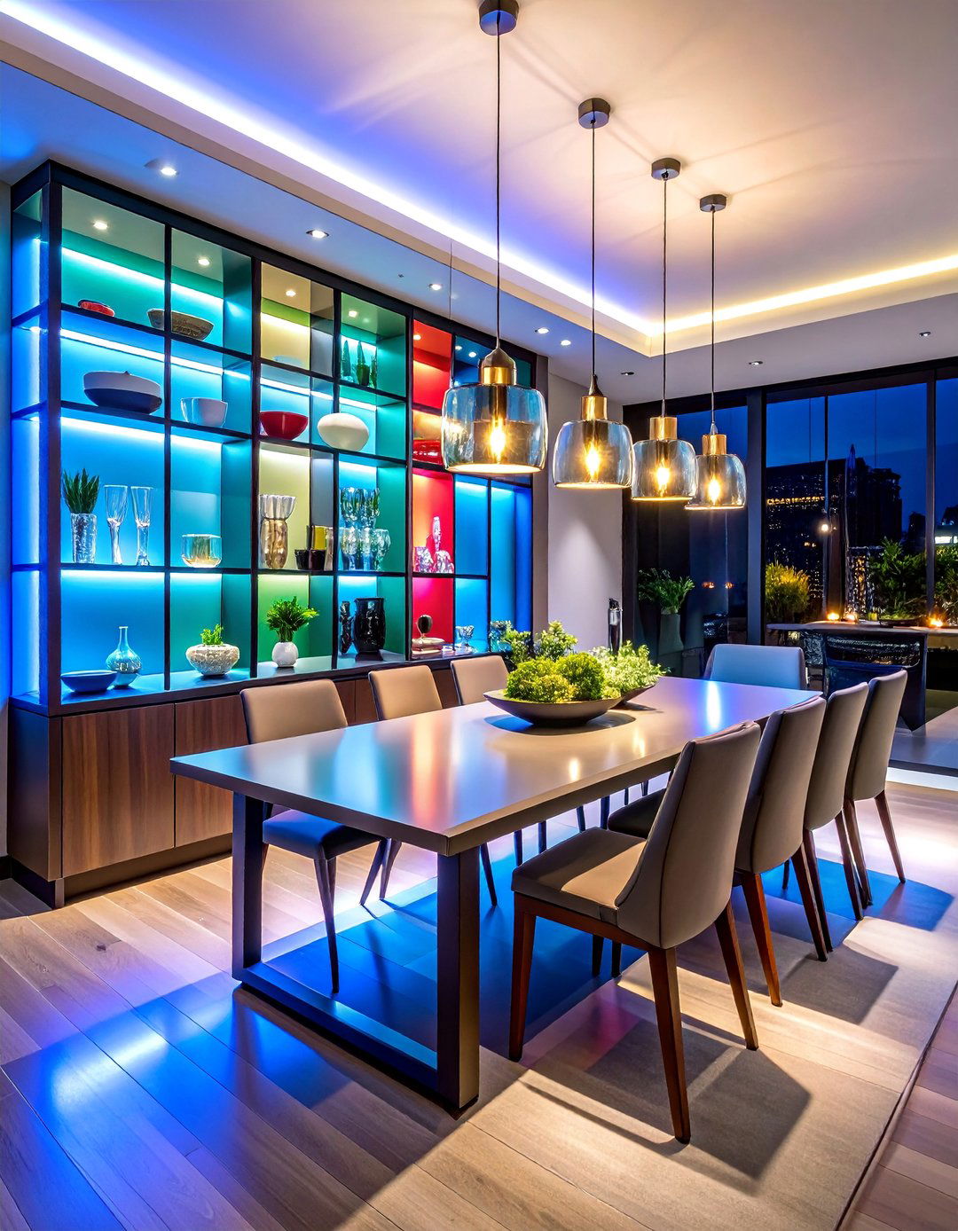 RGB Color Changing Glass Cabinet Display Lighting - 25 Cabinet Lighting Ideas