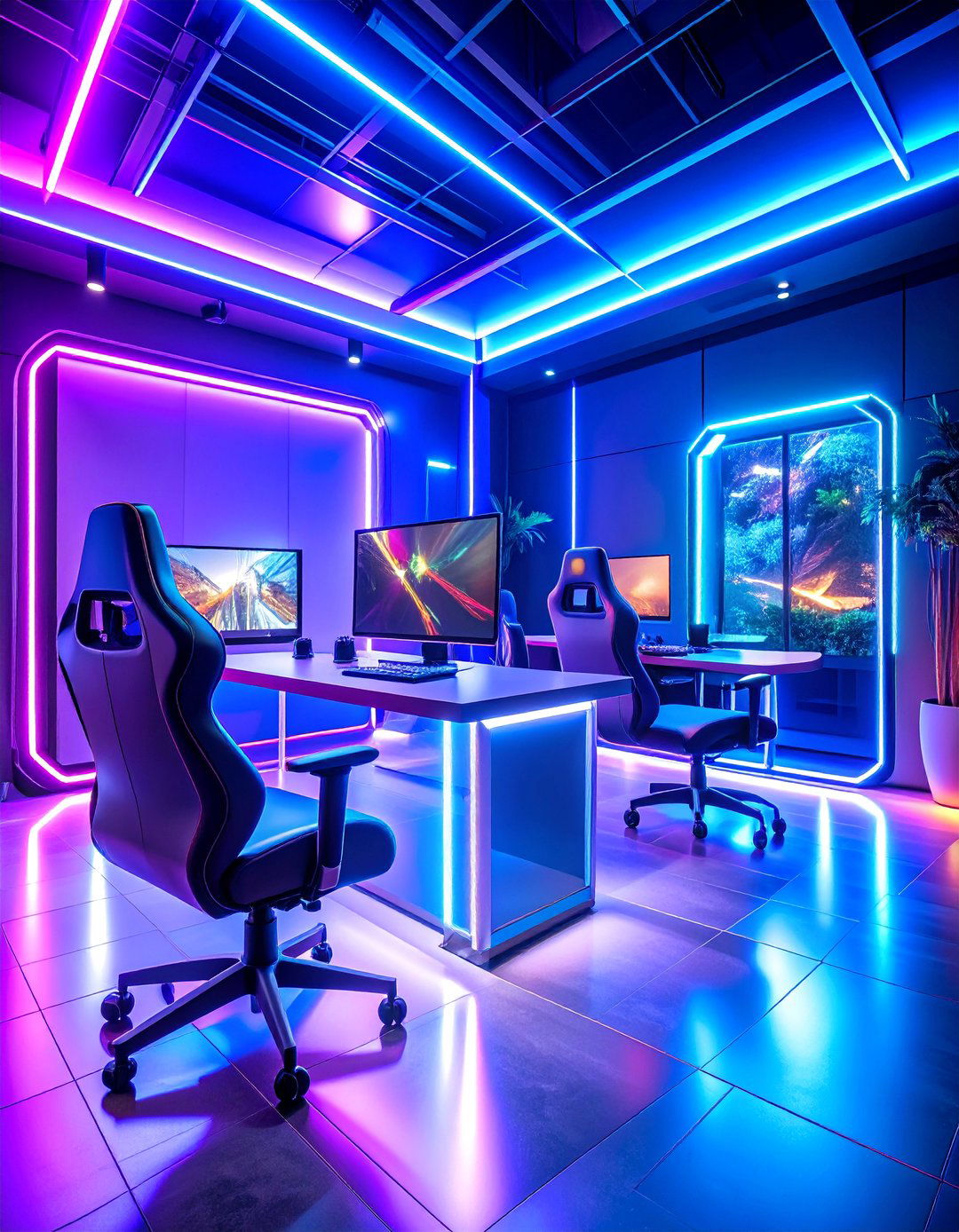 RGB Light Show Gaming Station - 25 Video Game Room Ideas