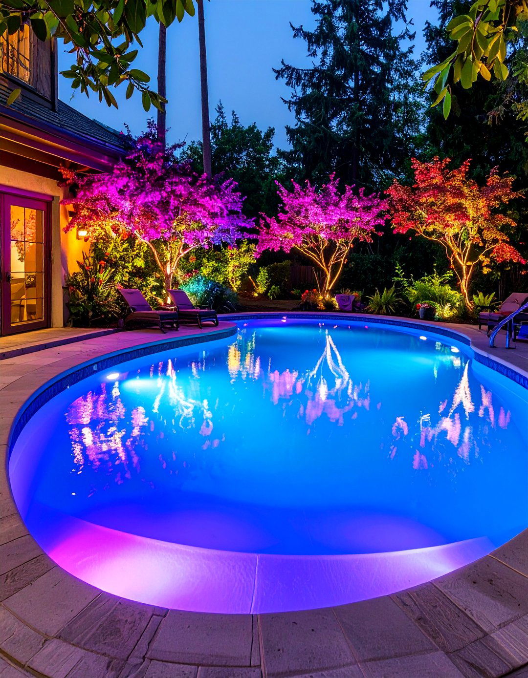 RGBW Underwater Pool Lights with Color Changing Effects - 25 Pool Lighting Ideas