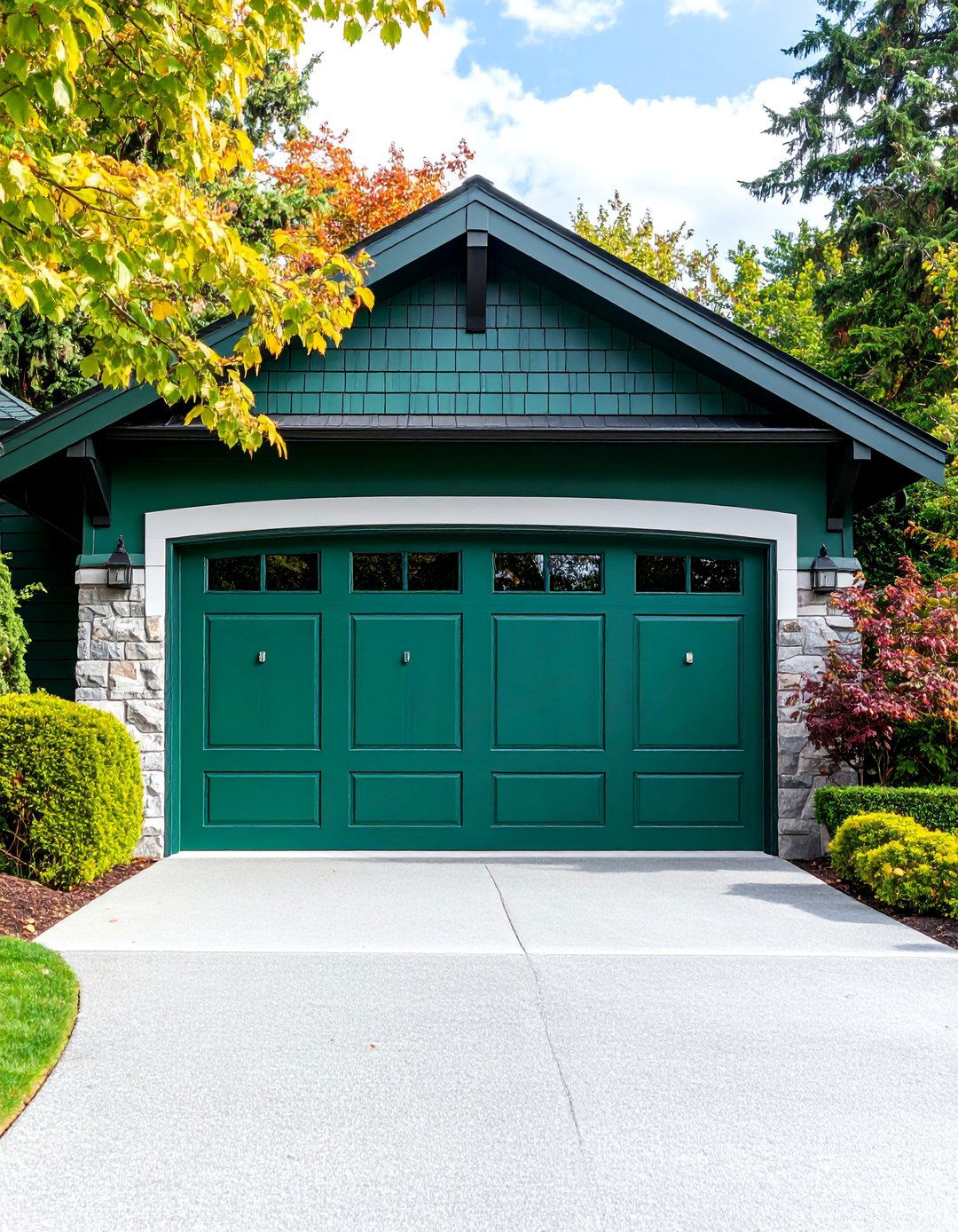 Racing Green Classic Sports Car with Chrome Details - 25 Green Garage Door Ideas