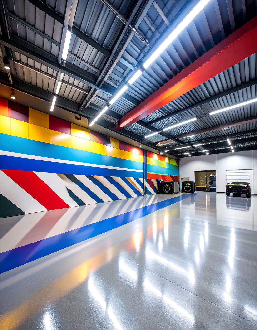 Racing Stripe Theme Wall - 25 Garage Wall Ideas