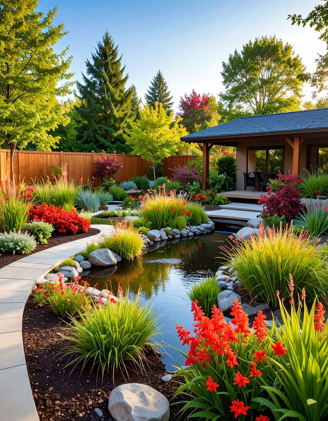 Rain Garden with Water Management and Native Wetland Plants - 25 Landscaping Ideas
