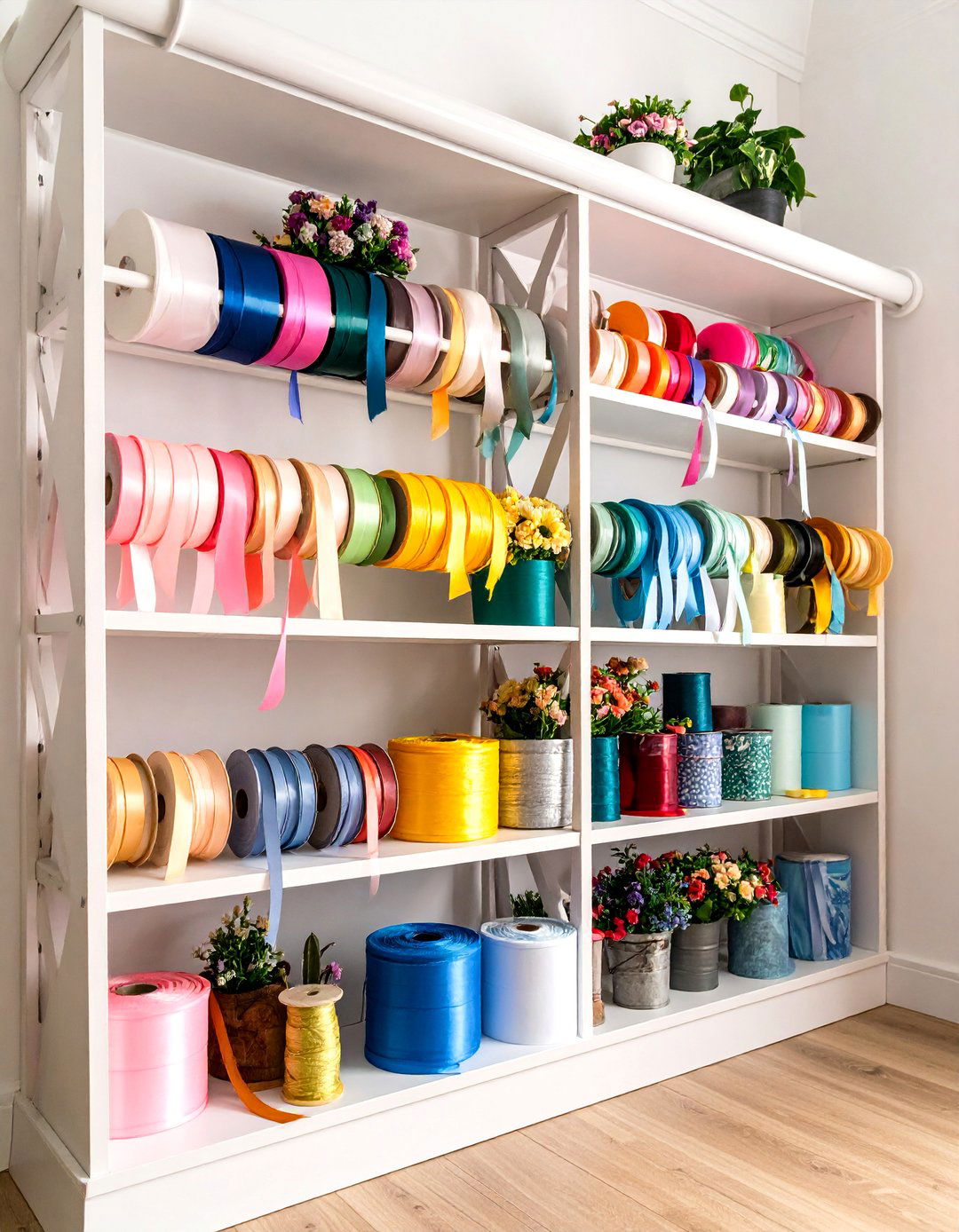 Rain Gutter Wall Mounted Shelf System - 25 Ribbon Storage Ideas