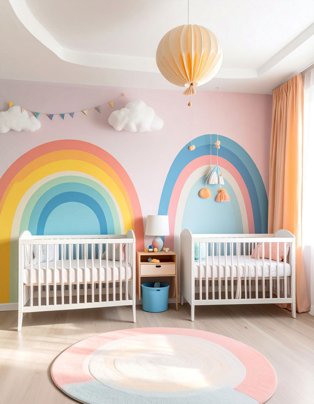 Rainbow Twin Nursery with Cheerful Colors - 25 Twin Nursery Ideas