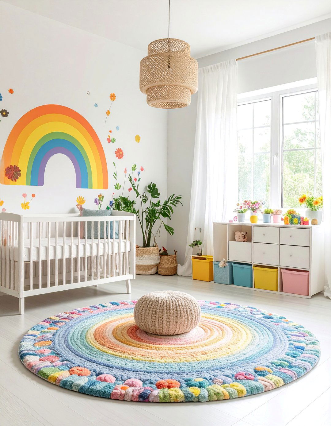 Rainbow Wildflower Meadow with Playful Colors - 25 Floral Nursery Ideas