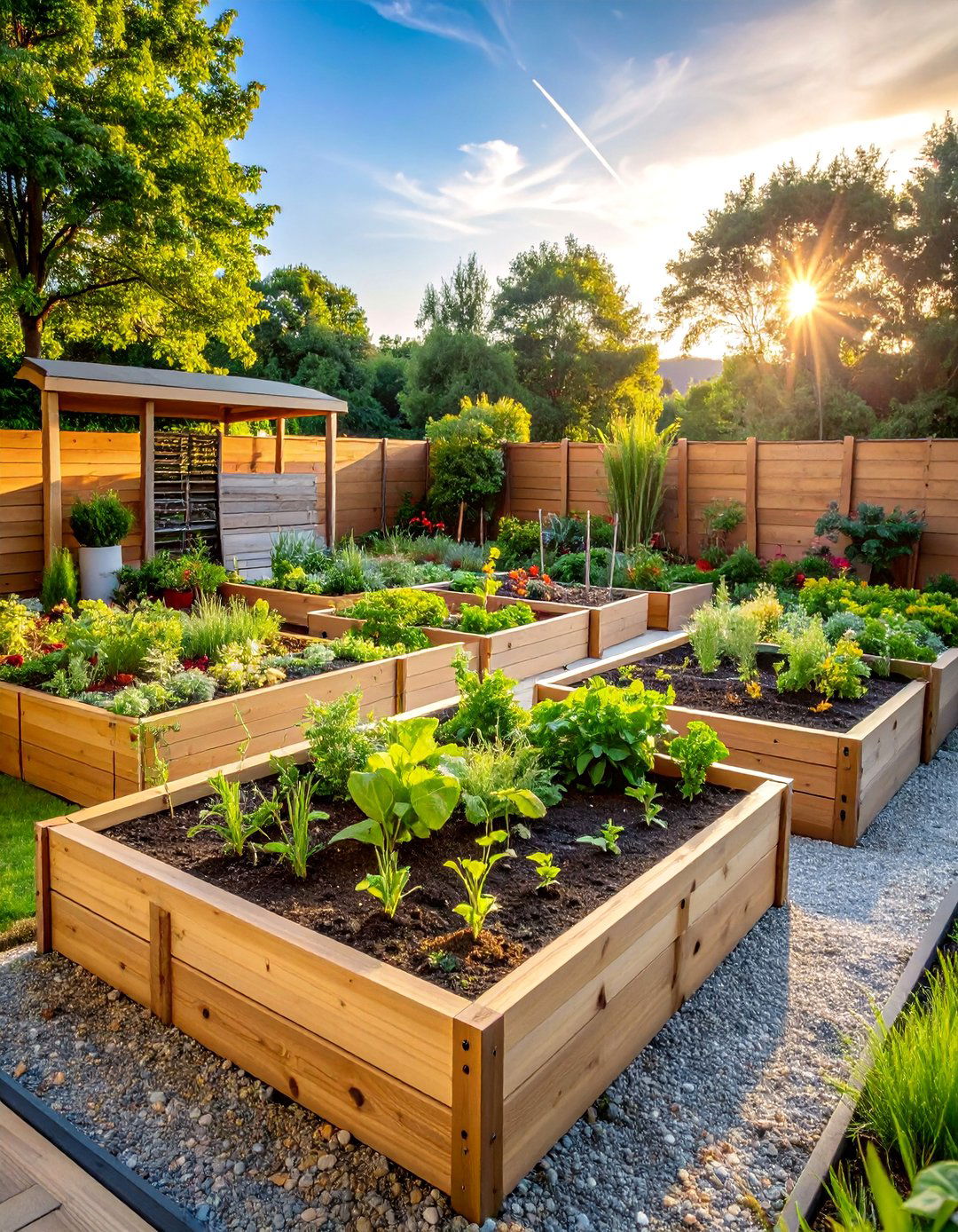 Raised Bed Garden with Geometric Patterns - 25 Beautiful Gardens
