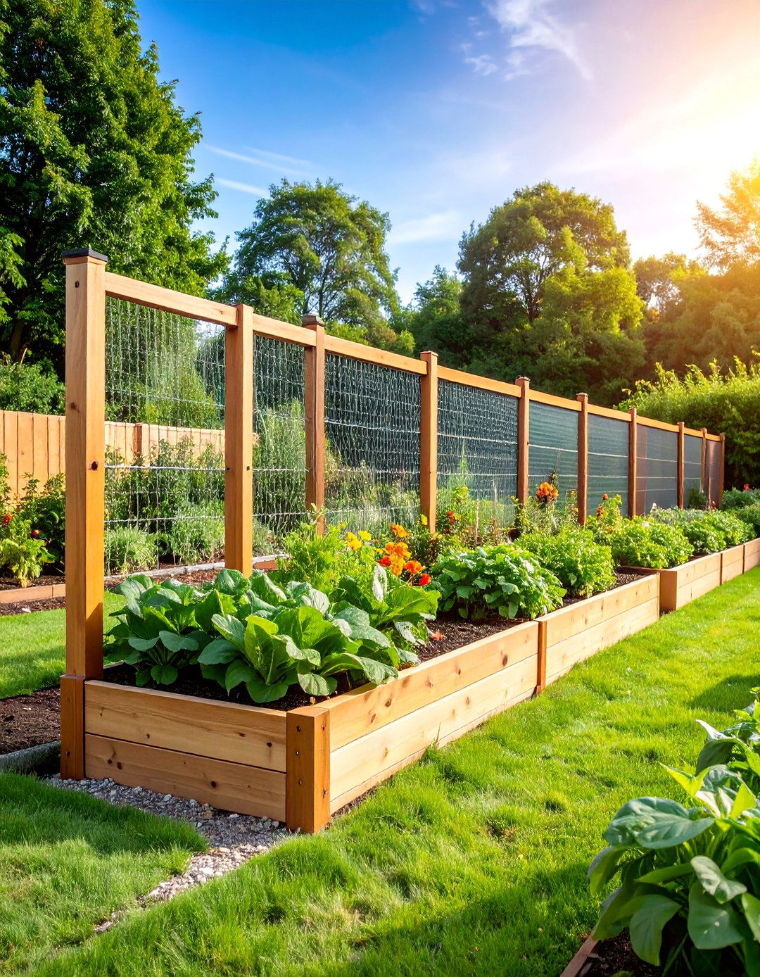 Raised Bed Perimeter Fence with Wire Mesh - 25 Vegetable Garden Fence Ideas