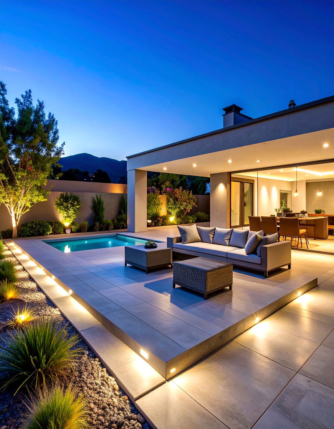 Raised Concrete Patio with Lighting Design Integration - 25 Raised Concrete Patio Ideas