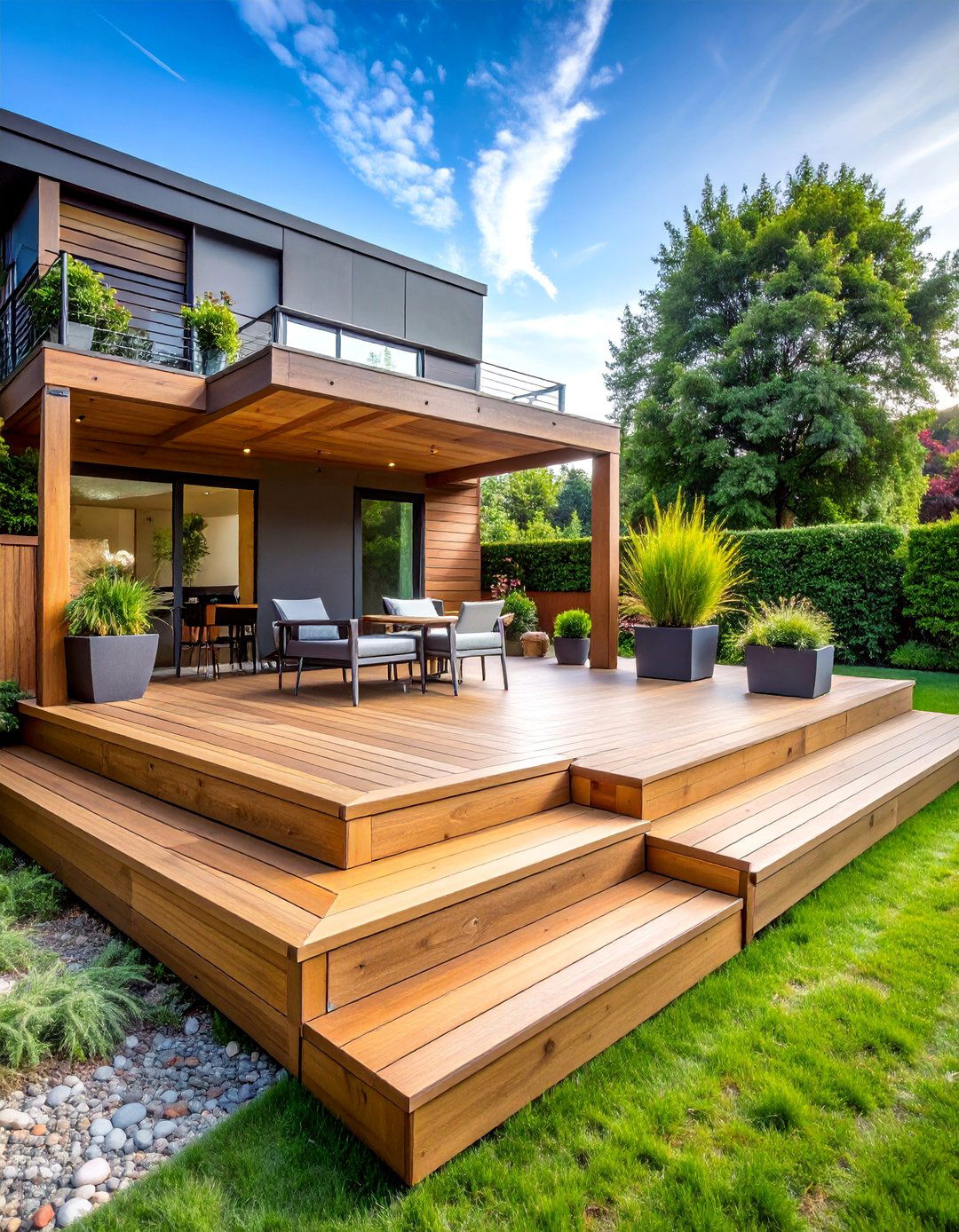 Raised Deck Platform Patio - 25 Backyard Patio Ideas