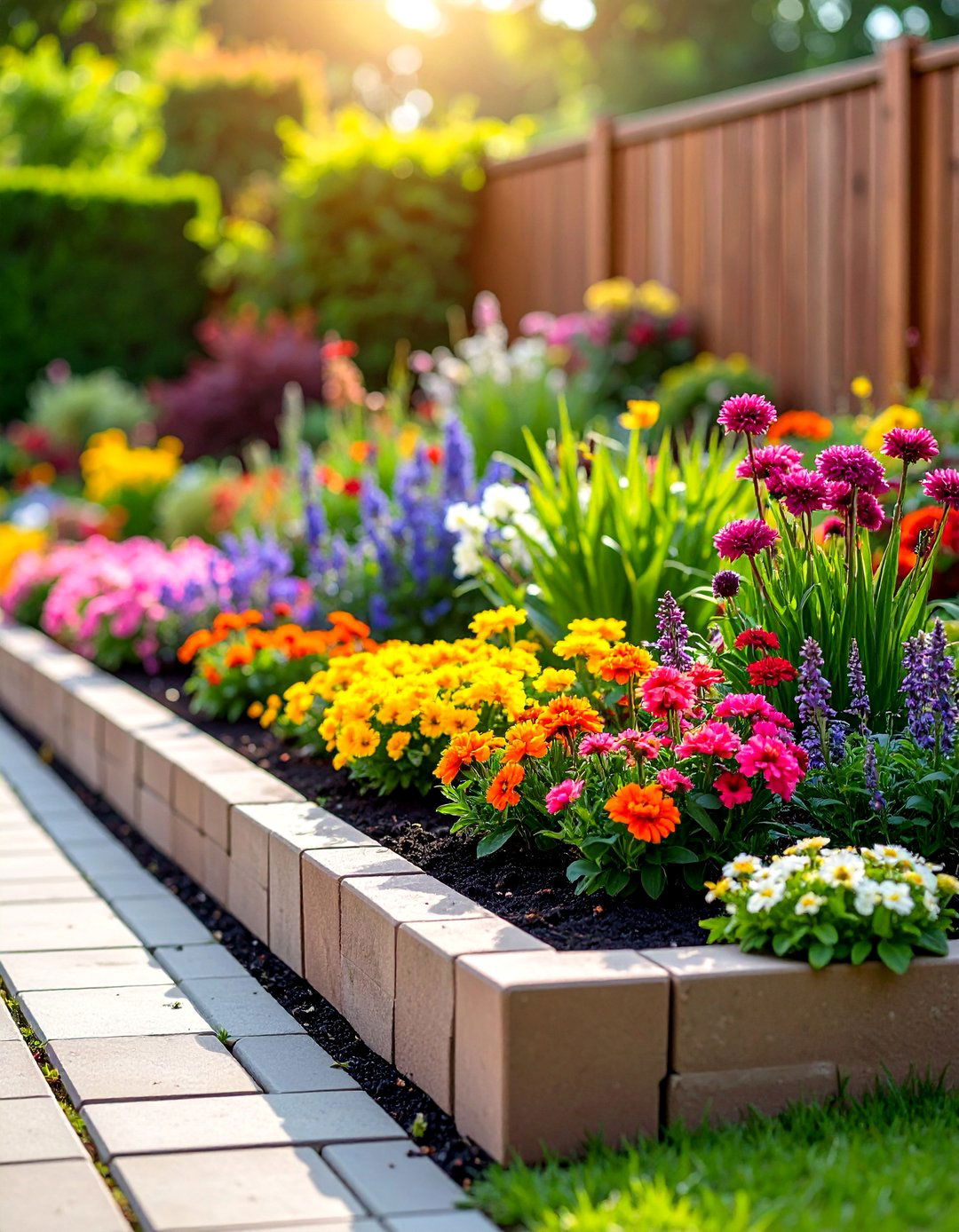 Raised Flower Border with Decorative Edging - 25 Cinder Block Garden Ideas