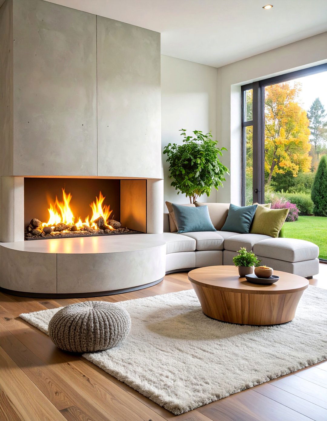 Raised Hearth with Curved Edges - 25 Fireplace Hearth Ideas