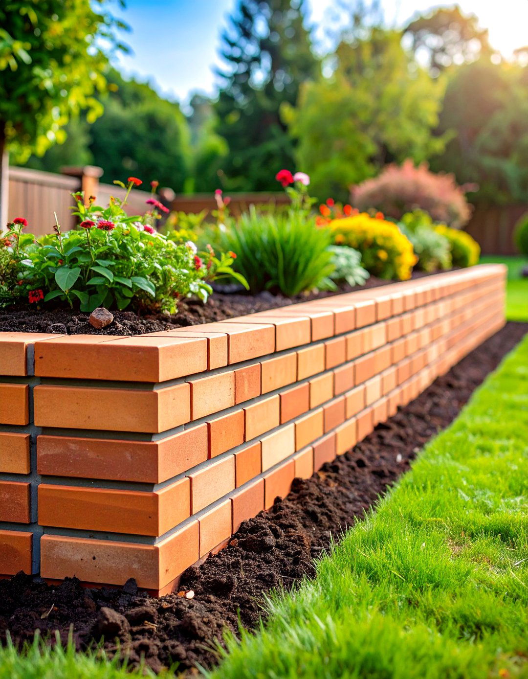 Raised Stacked Brick Edging - 25 Brick Edging Ideas