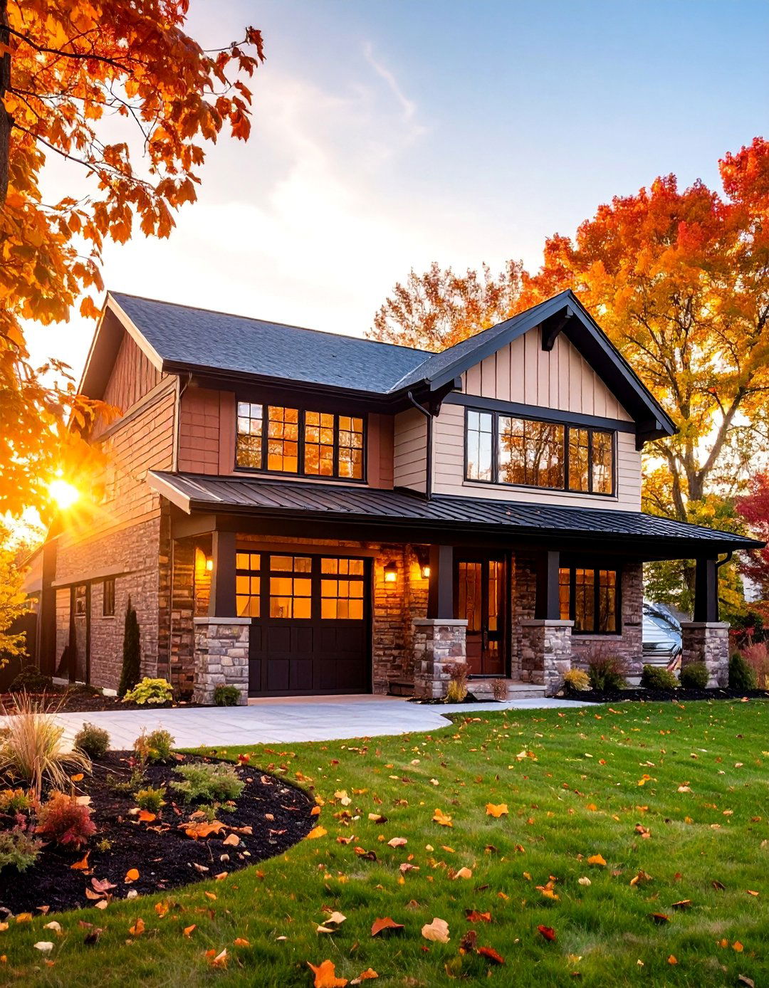 Ranch Style House with Black Horizontal Windows - 25 Houses With Black Windows