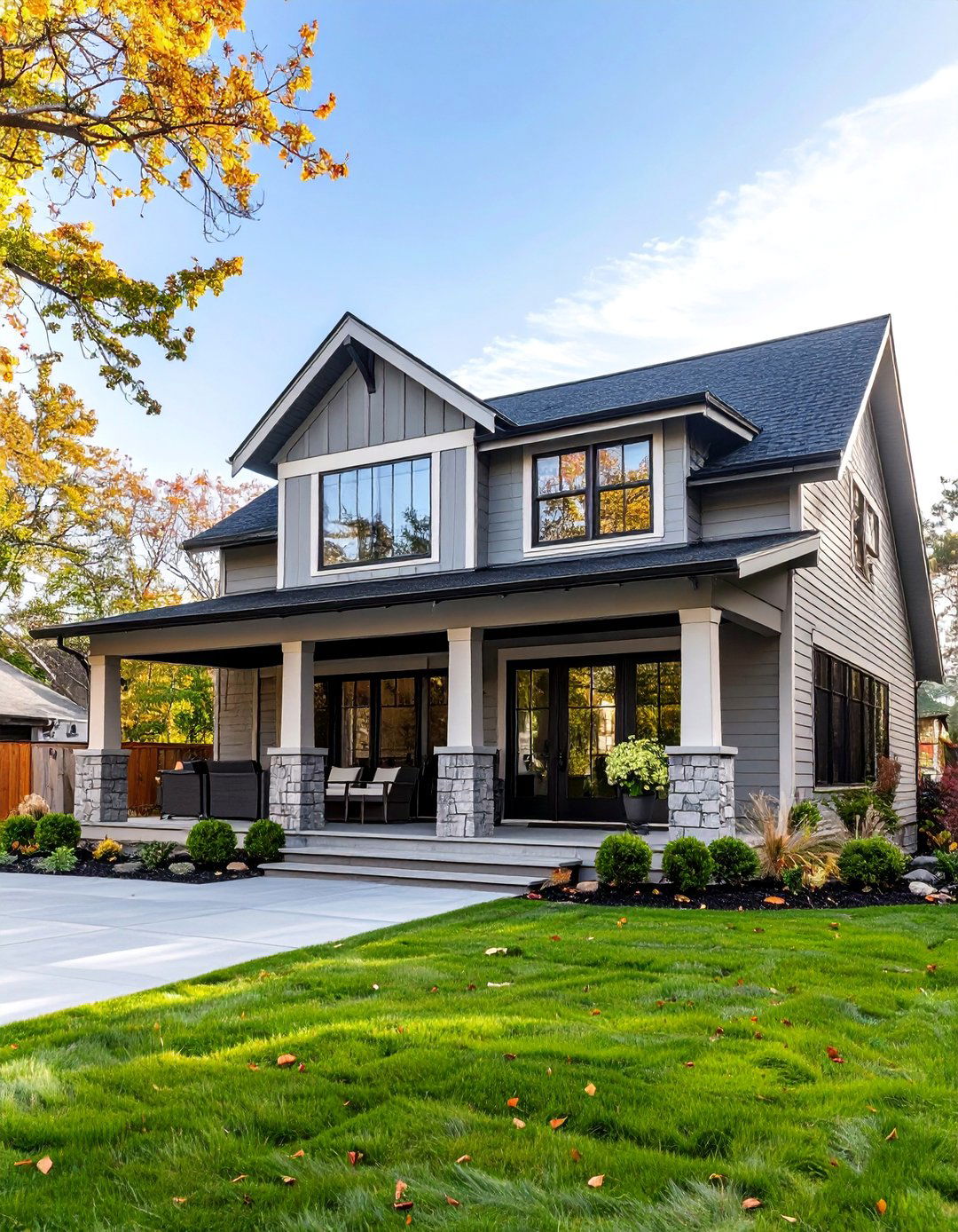 Ranch Style Low Profile Design - 25 Exterior Home with a Black Roof Ideas