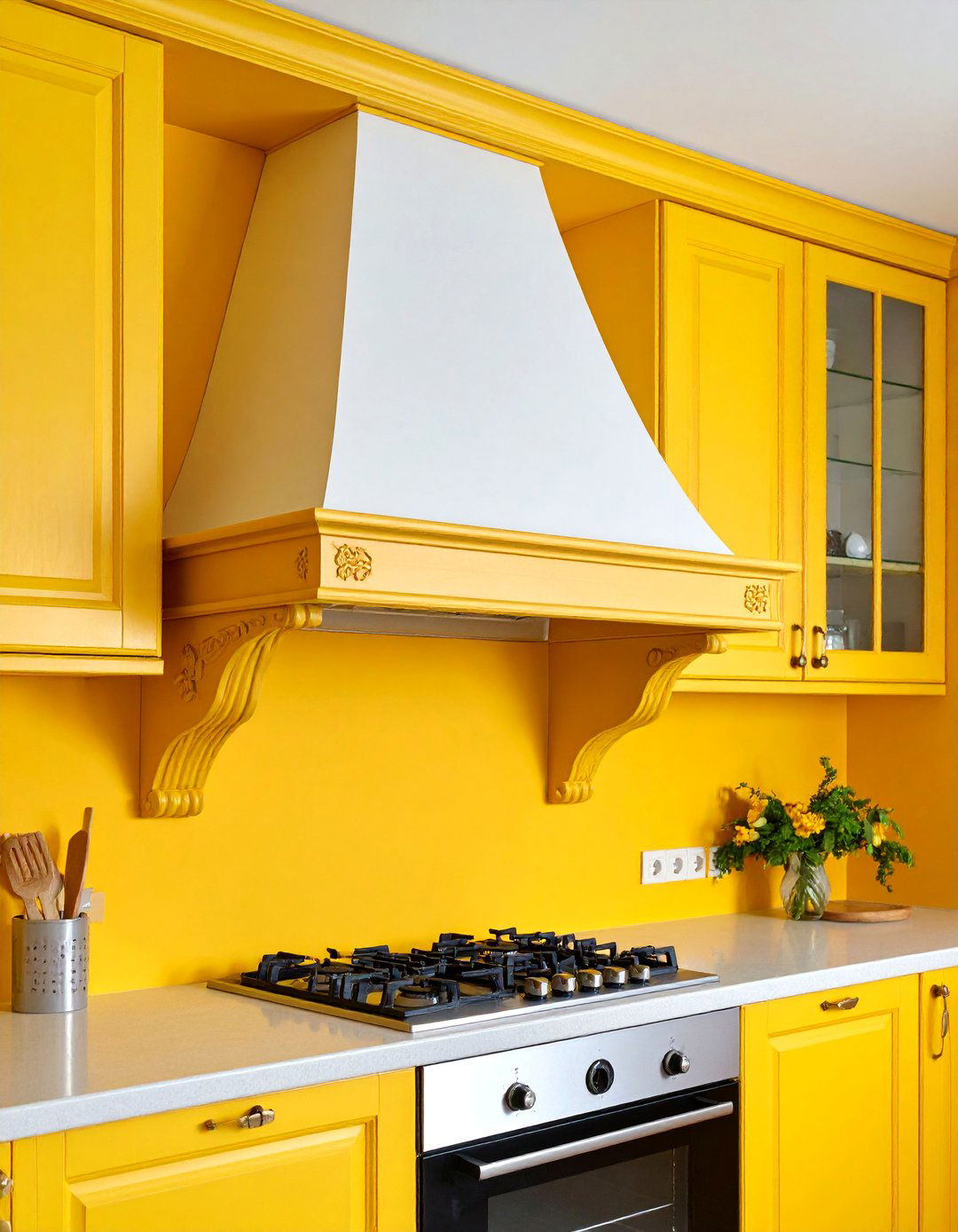 Range Hood with Decorative Wooden Corbels - 25 Range Hood Ideas