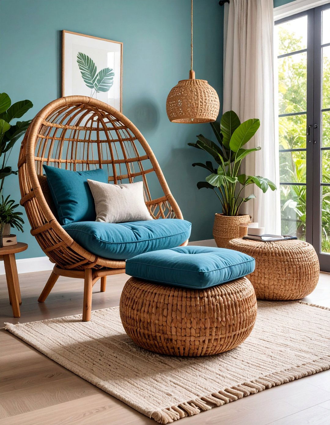 Rattan Accent Chair with Ottoman Set - 25 rattan bedroom furniture ideas