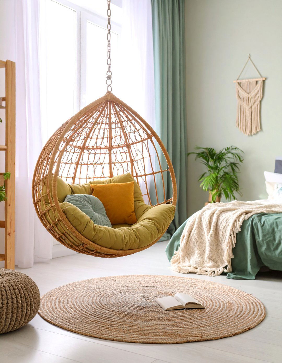 Rattan Hanging Chair Boho Bedroom - 25 Boho Teen Bedroom Ideas