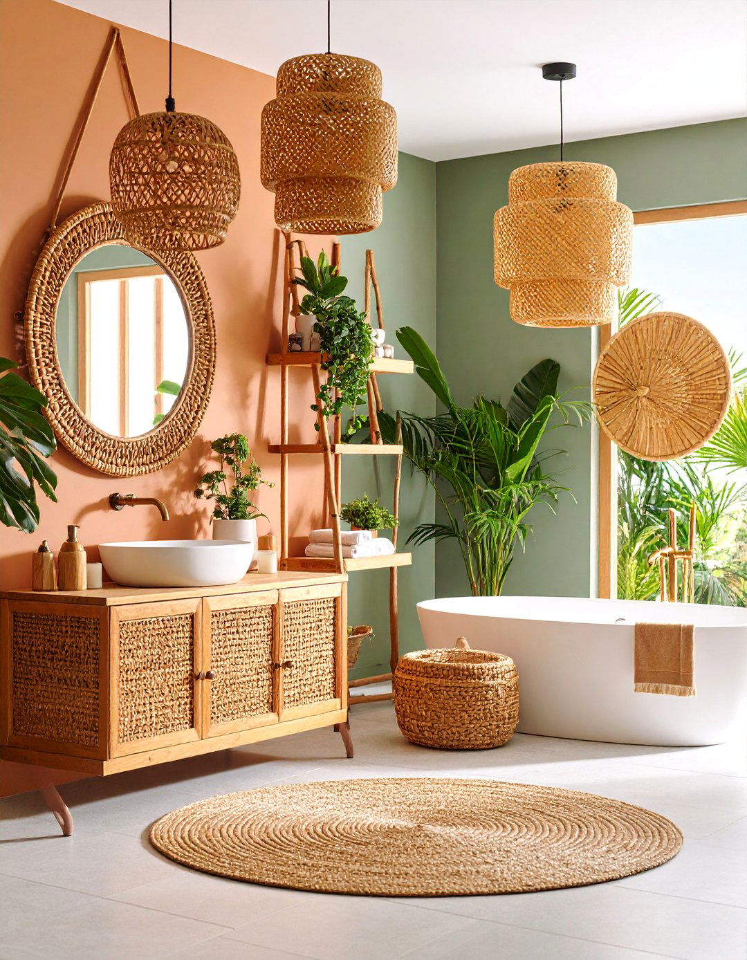 Rattan and Wicker Tropical Bathroom - 25 Tropical Bathroom Ideas