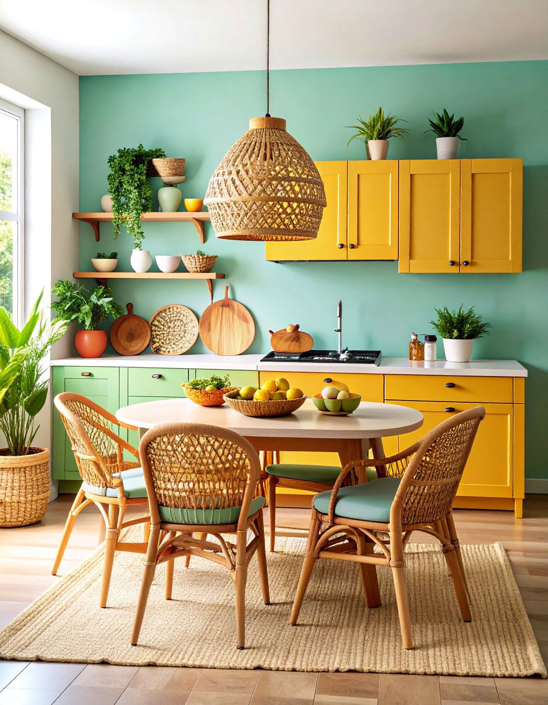 Rattan and Woven Natural Accent Kitchen - 25 Natural Kitchen Design Ideas