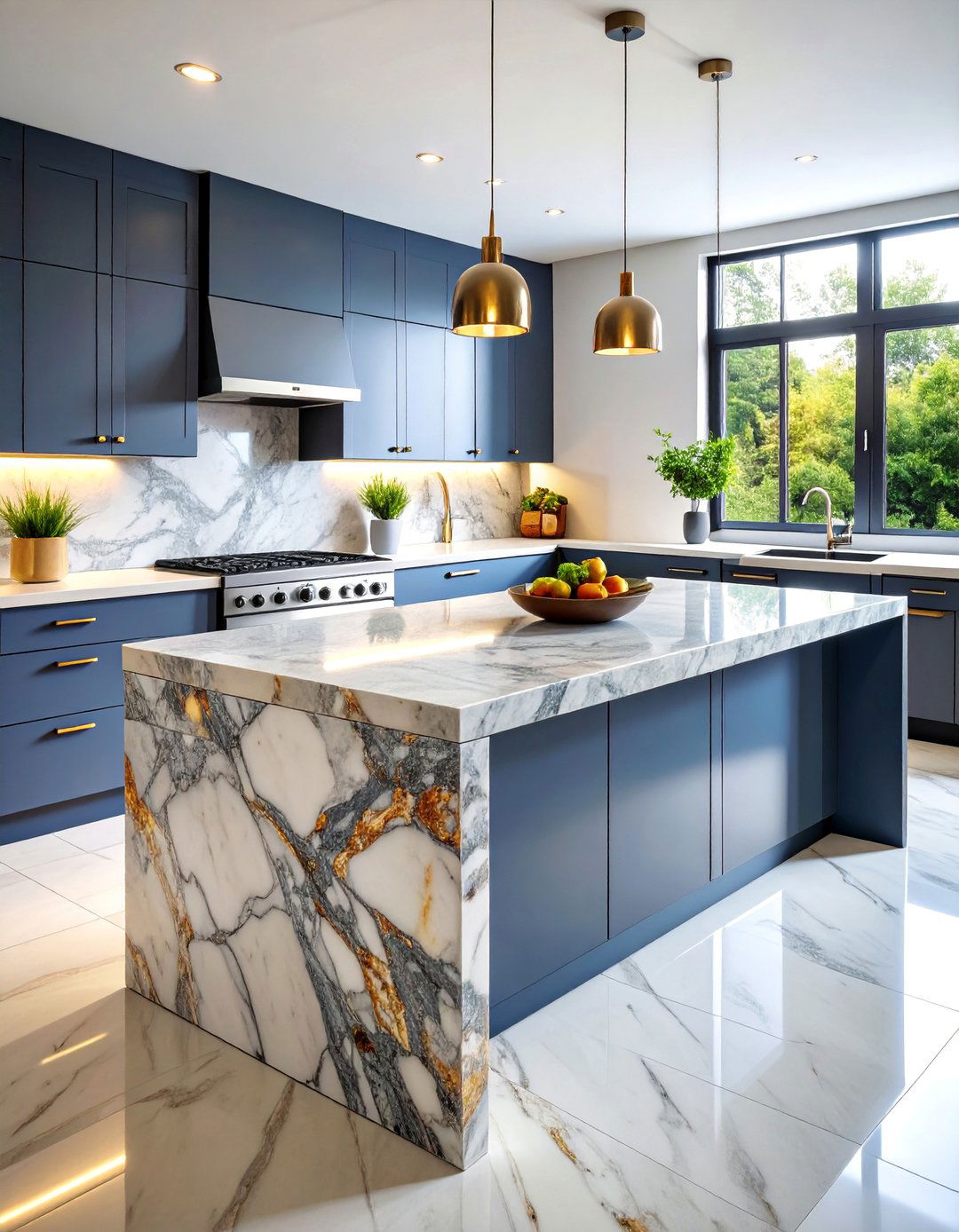 Raw Stone Island Kitchen - 25 Earthy Kitchen Ideas