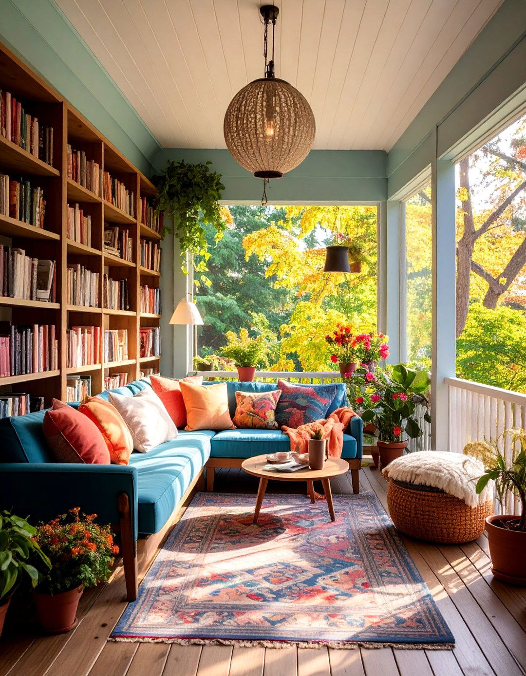 Reading Nook Enclosed Porch with Library Features - 25 Enclosed Porch Ideas