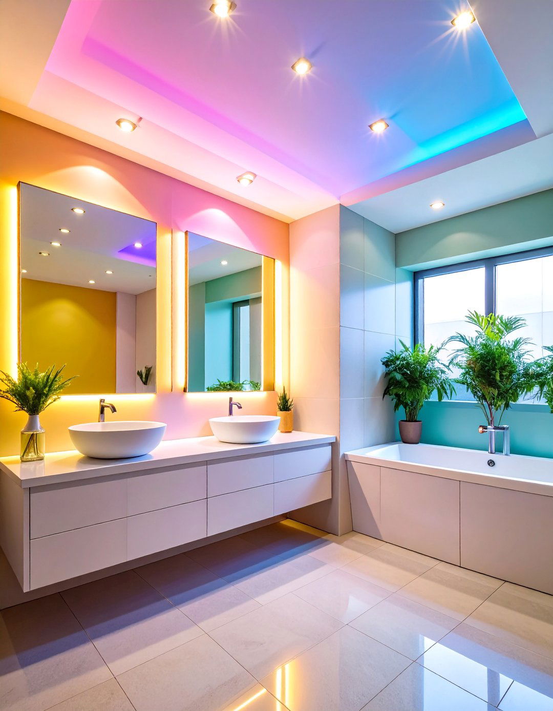 Recessed Ceiling Spotlight Grid System - 25 Small Bathroom Lighting Ideas