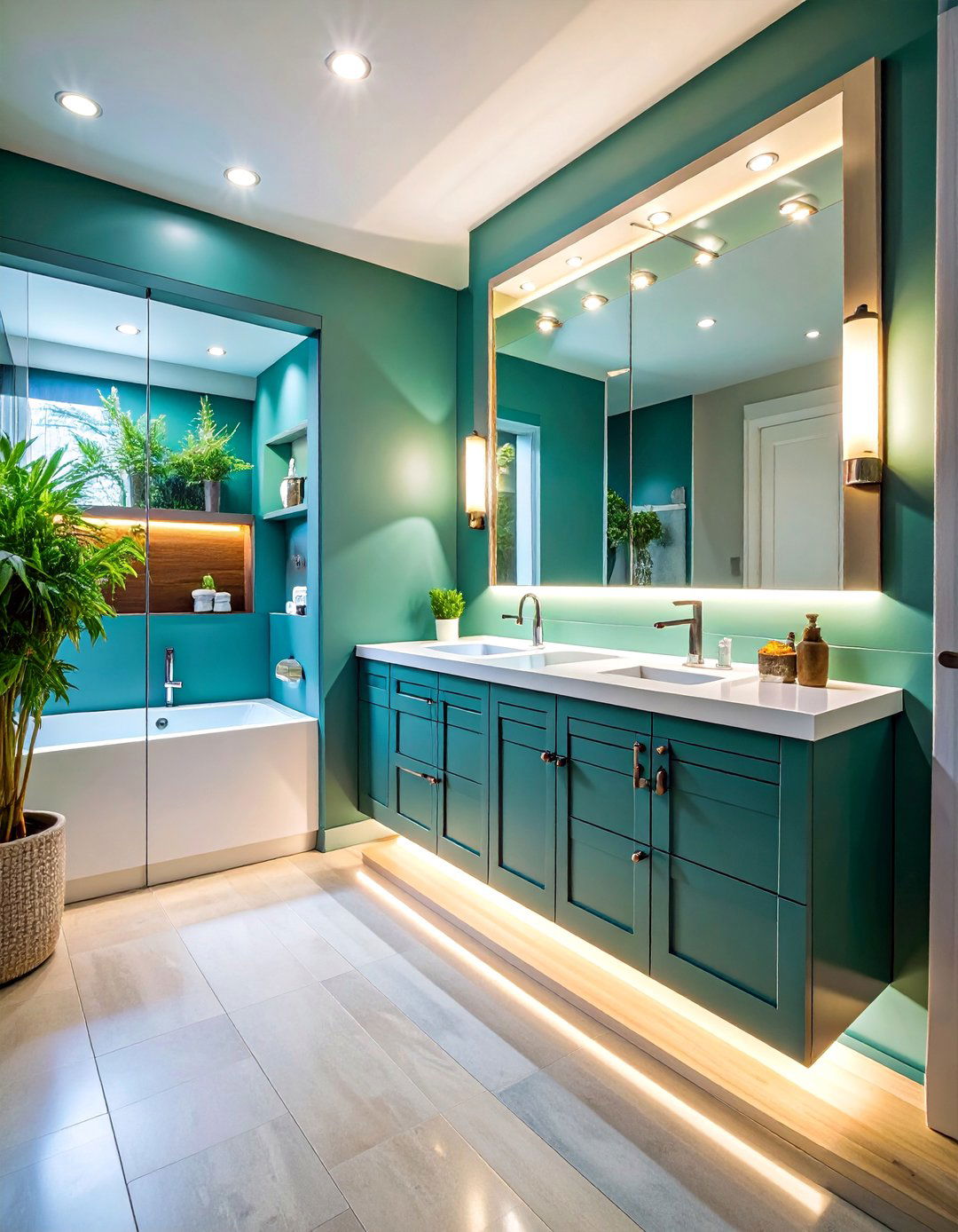 Recessed Storage Wall System - 25 Hallway Bathroom Ideas