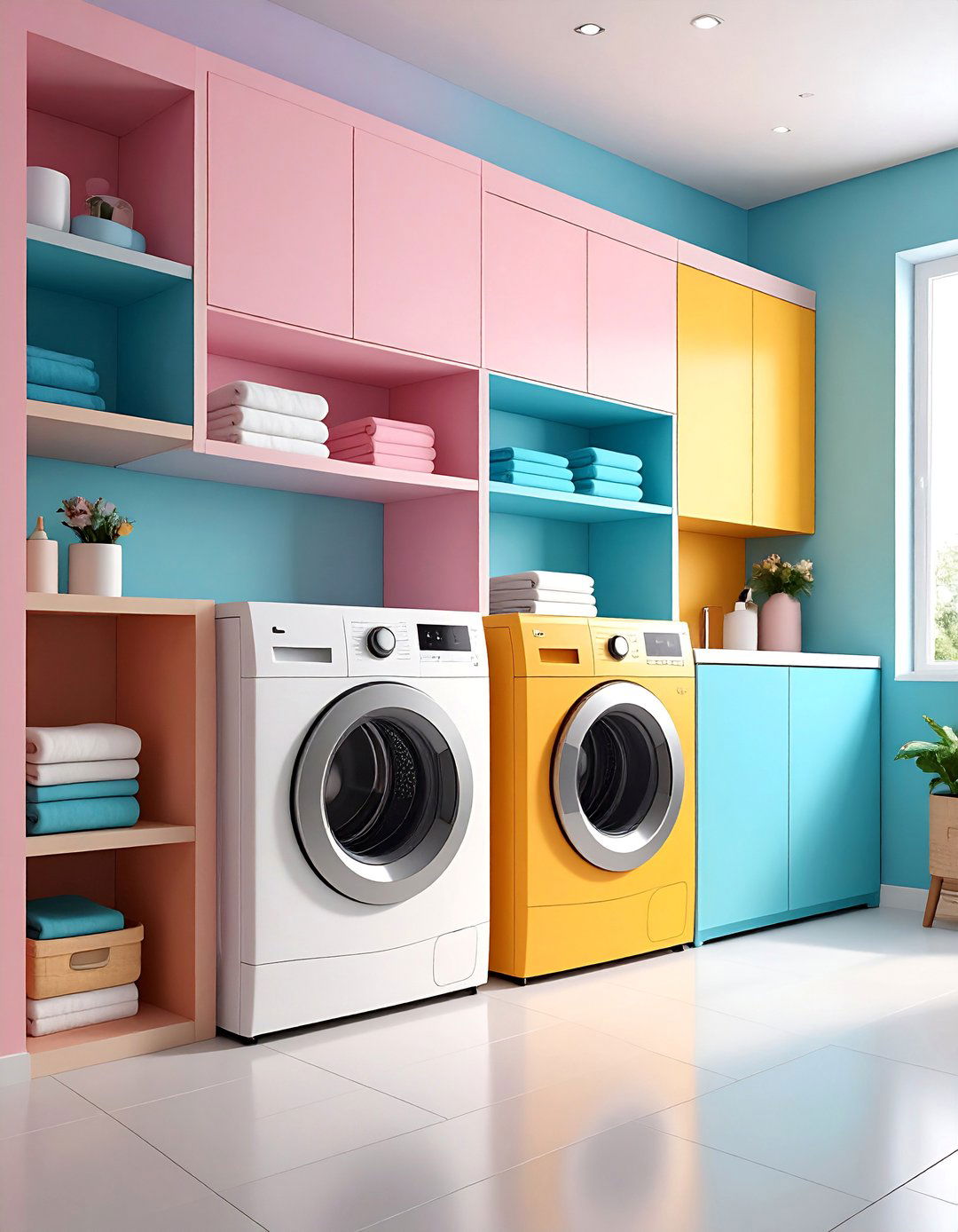 Recessed Wall Shelving Niche - 25 Laundry Room Shelving Ideas