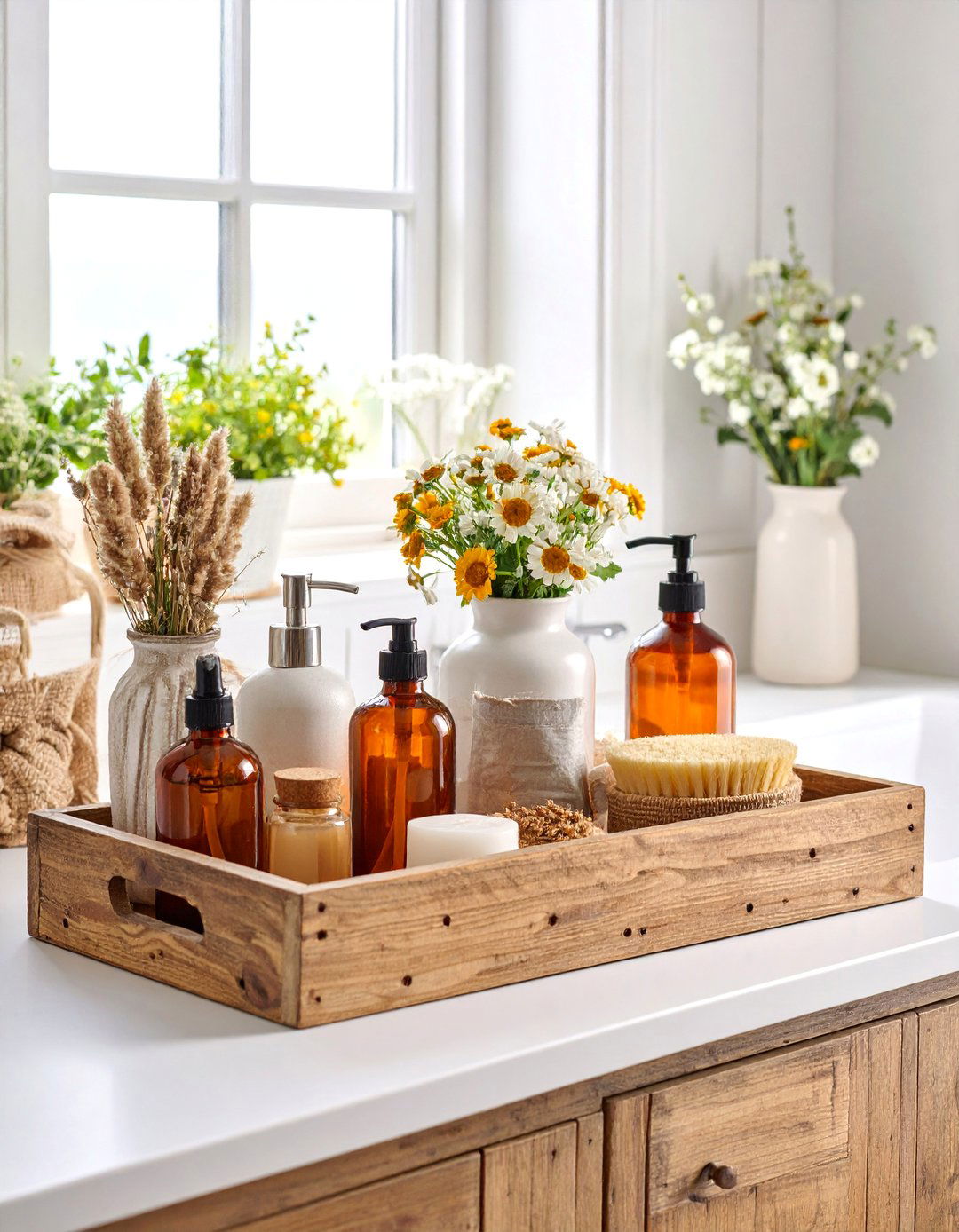 Reclaimed Barn Wood Character Tray - 25 Bathroom Tray Ideas