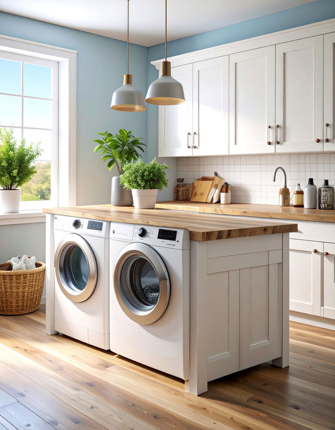 Reclaimed Barn Wood Countertop Laundry Room - 25 Rustic Laundry Room Ideas