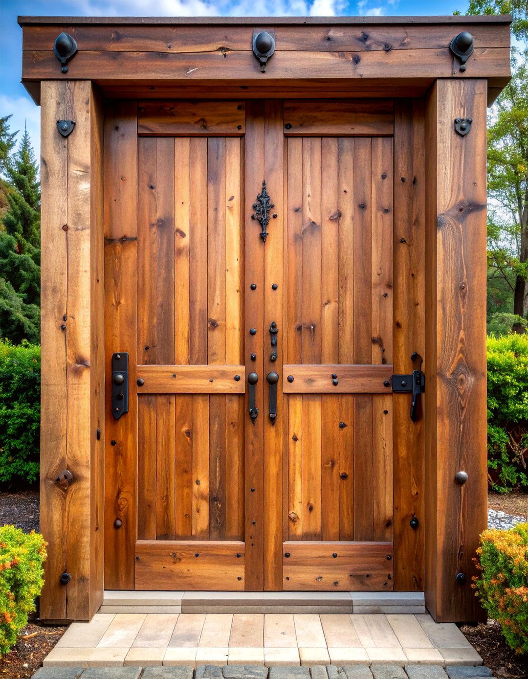 Reclaimed Barn Wood Door with Iron Clavos - 25 Rustic Front Door Ideas