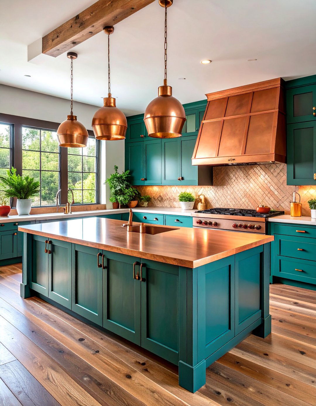 Reclaimed Barn Wood Kitchen with Copper Accents - 25 Primitive Kitchen Ideas