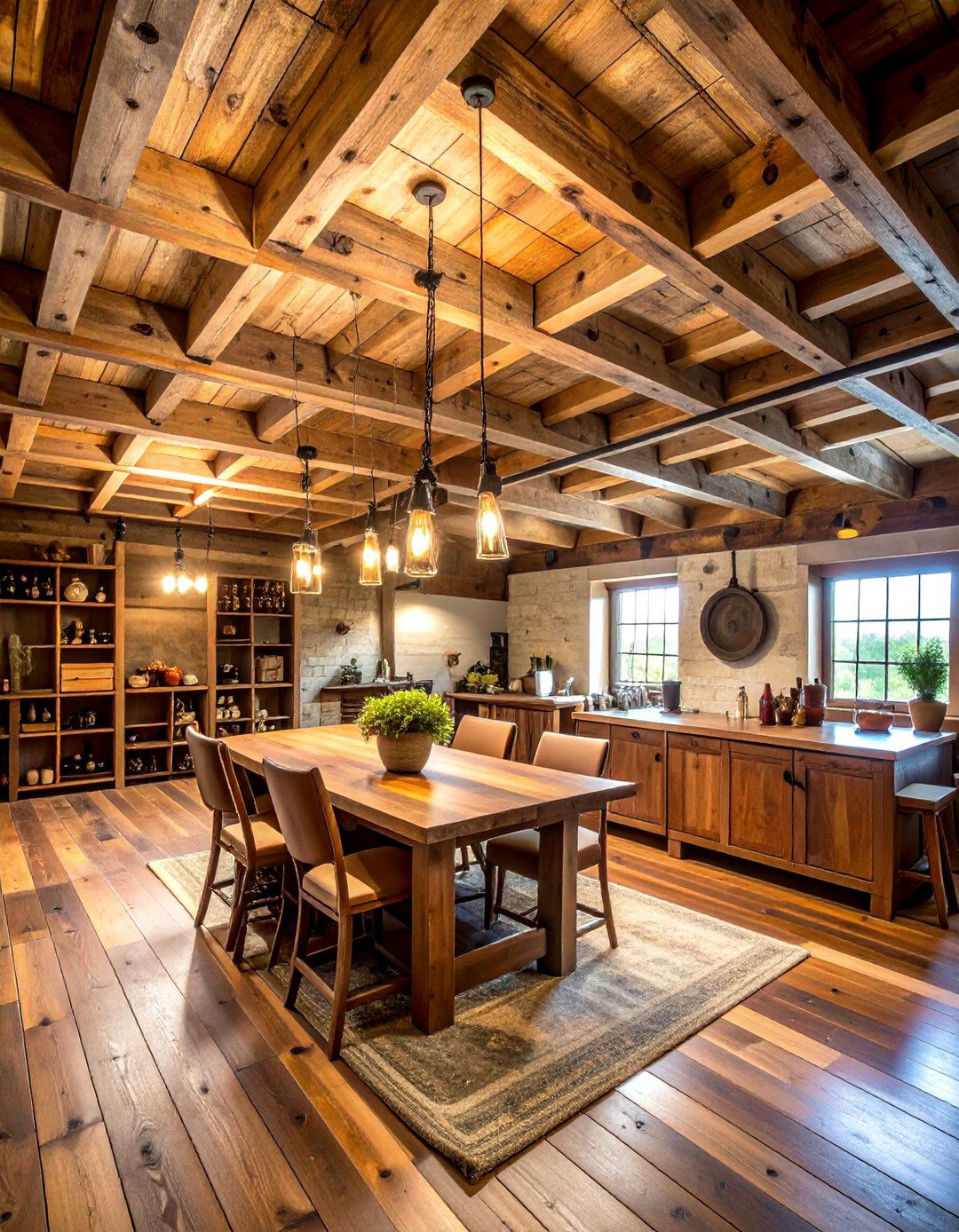 Reclaimed Barn Wood Plank Ceiling - 25 Basement Ceiling Ideas