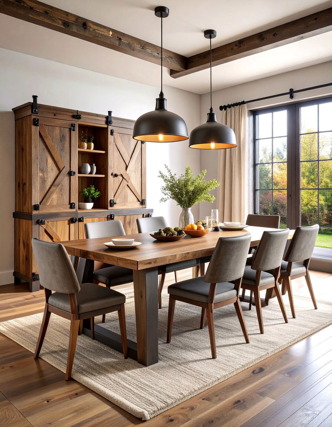 Reclaimed Barnwood Hutch with Industrial Metal Accents - 25 Dining Room Hutch Ideas