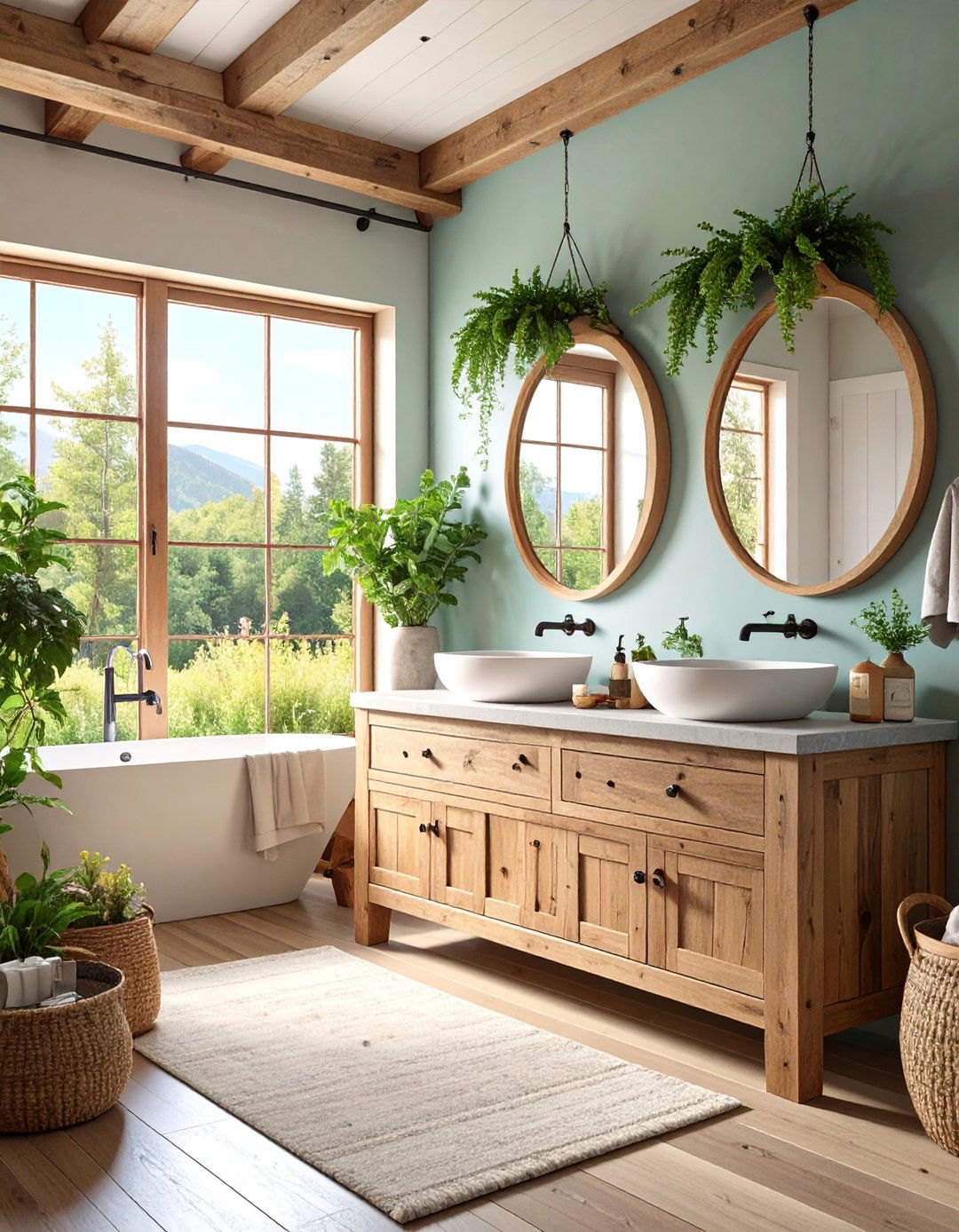 Reclaimed Barnwood Vanity Log Cabin Bathroom - 25 Log Cabin Bathroom Ideas