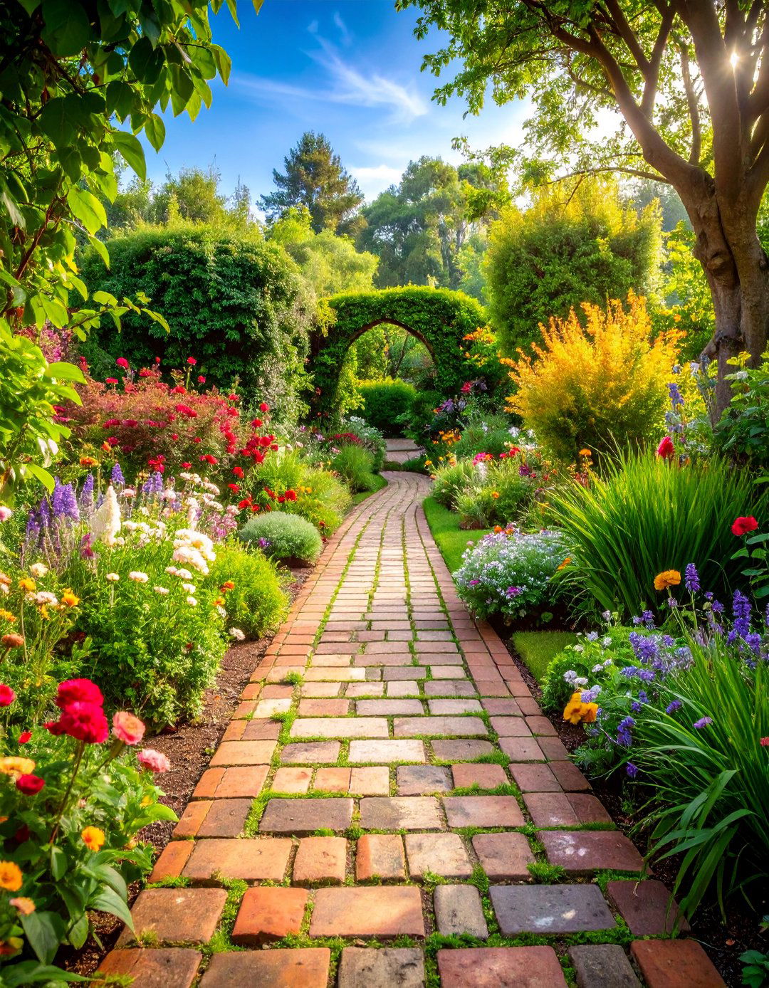 Reclaimed Brick Garden Path - 25 Rock Walkway Ideas
