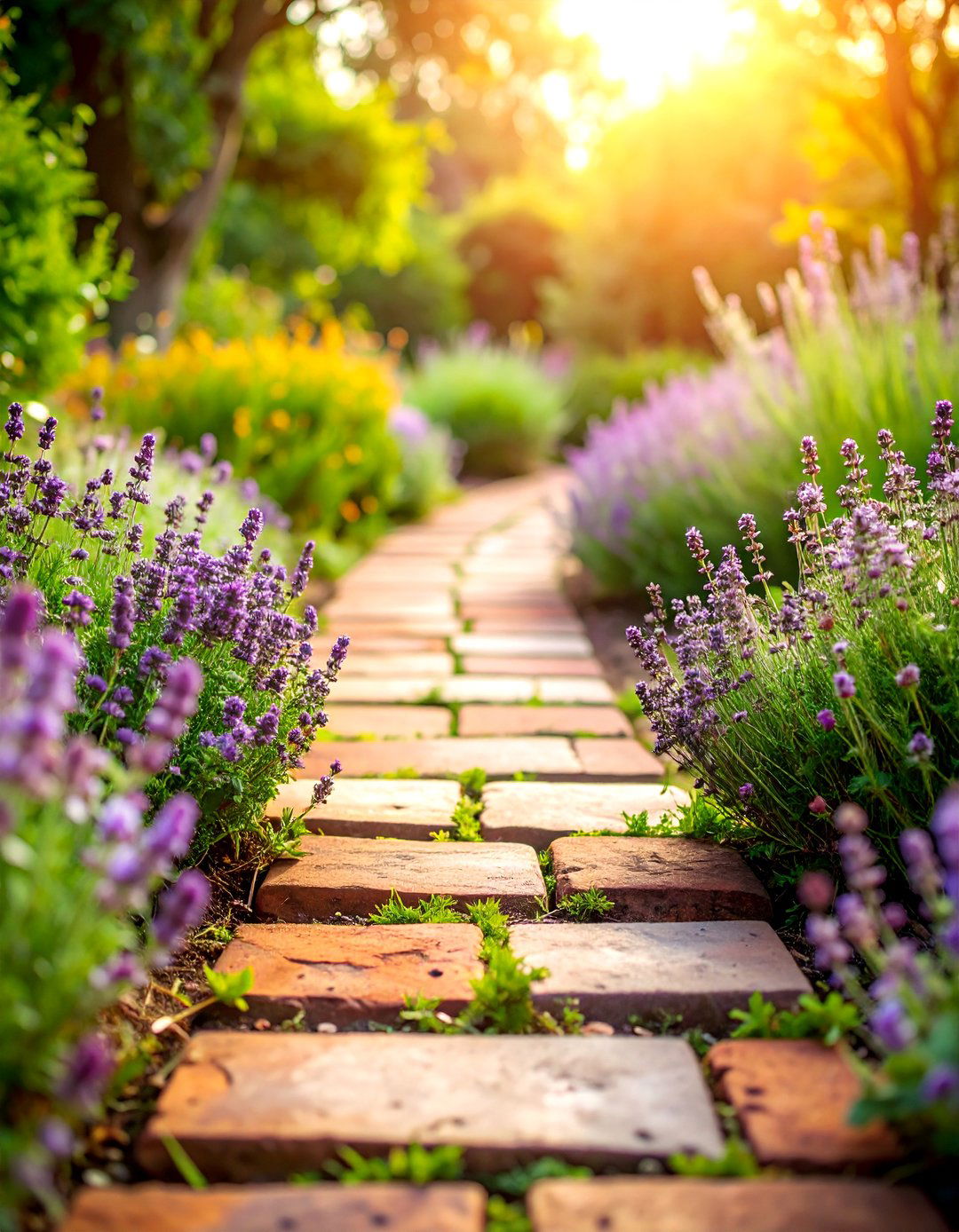 Reclaimed Brick Path with Wild Thyme Joints - 25 Garden Path Ideas