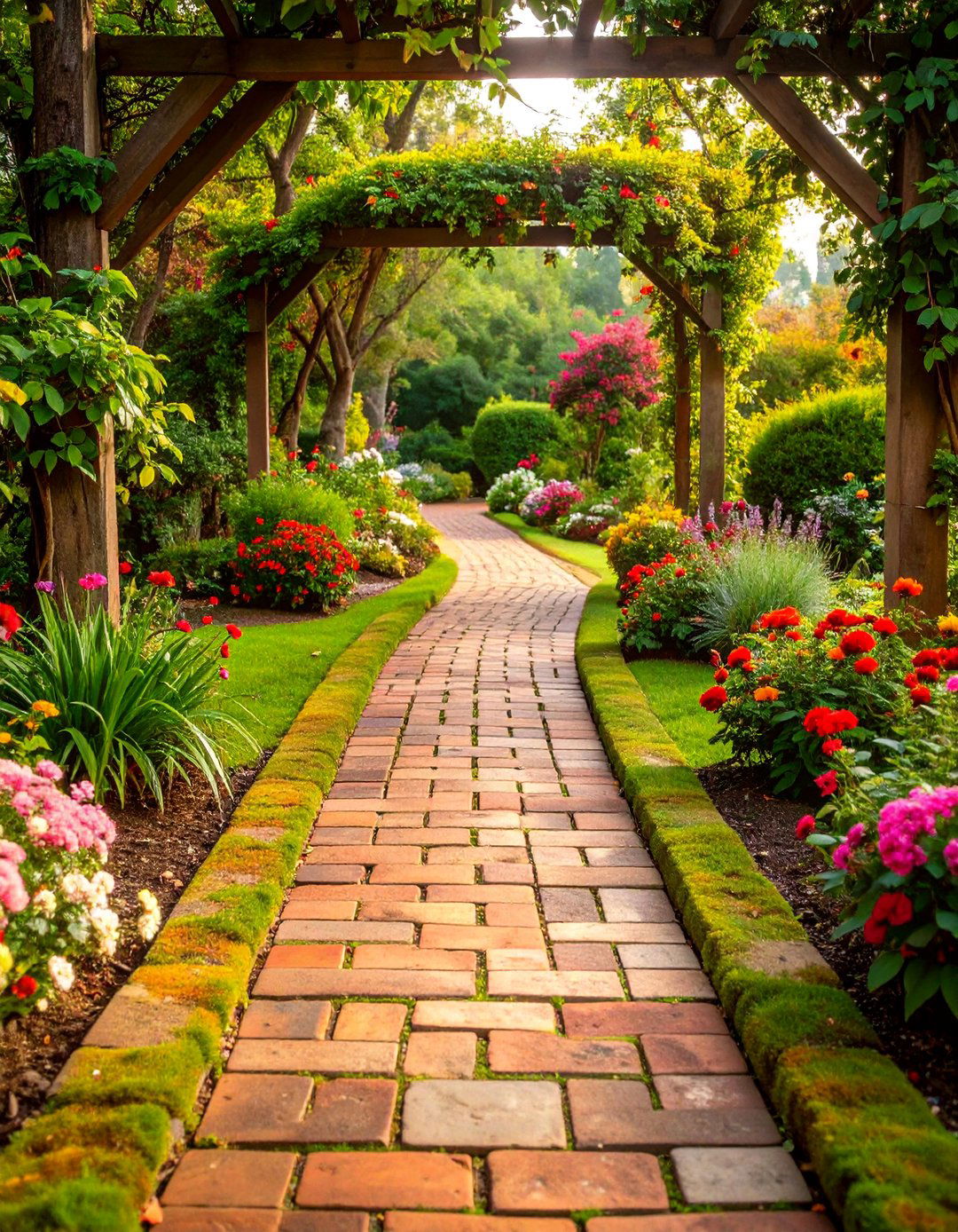 Reclaimed Brick Pattern Path - 25 Natural Walkway Ideas